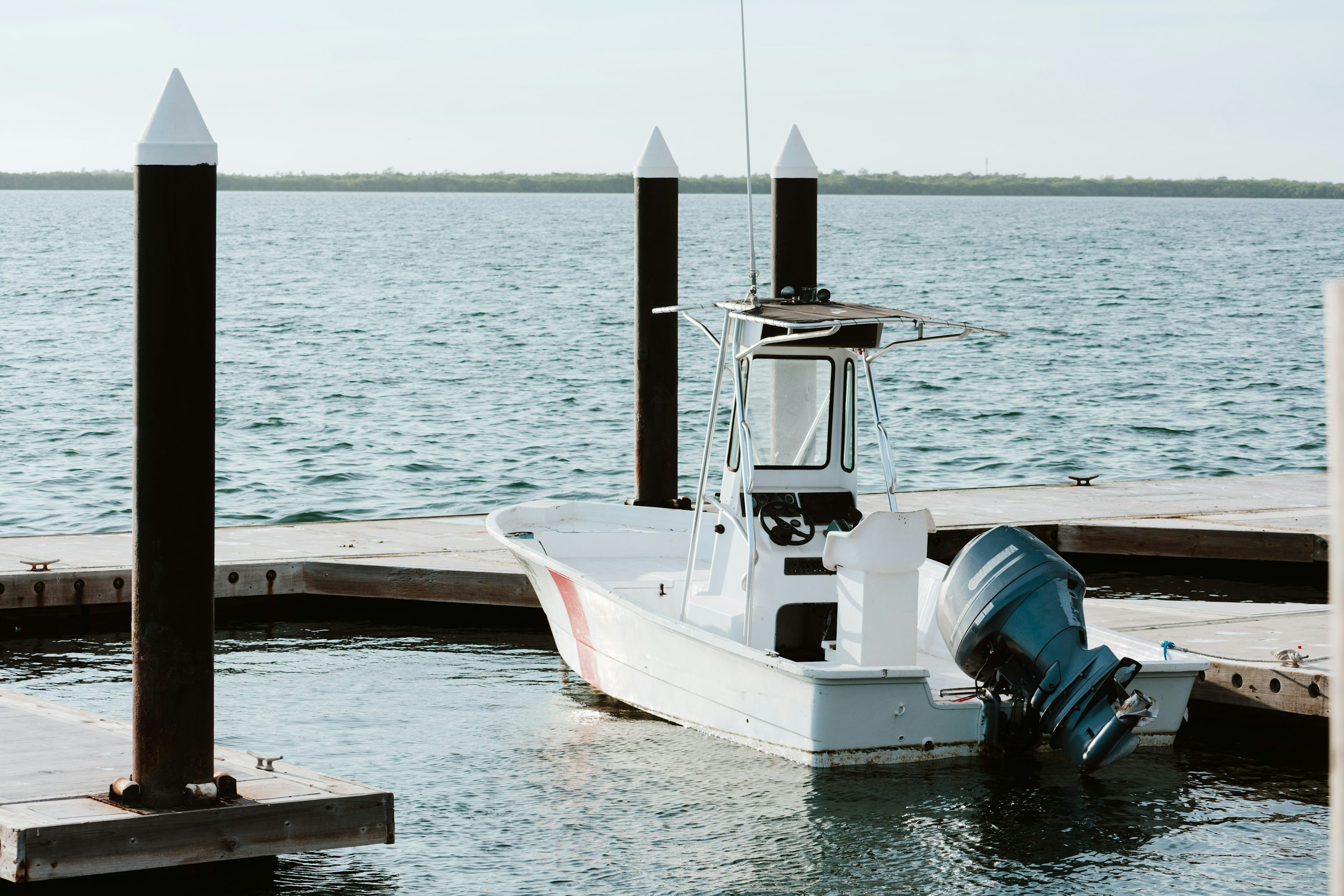Outboard motor at a dock